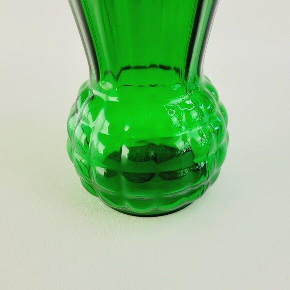 Retro Anchor Hocking 9" Forest Green Glass Vase, Flared Pineapple, MCM USA Made - Picture 2 of 9